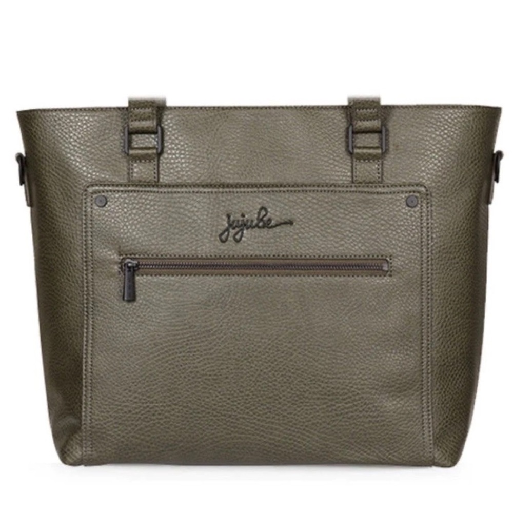 Ju Ju Be Everyday Tote Bag Diaper Bag Stroller Vegan Leather Olive Green